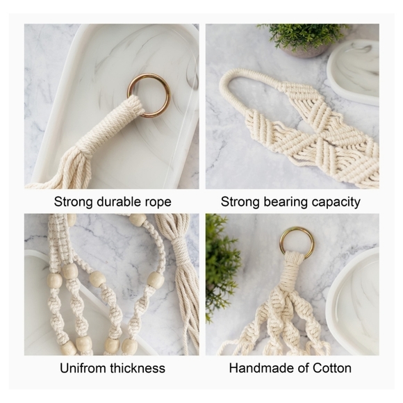 Heymdi Macrame Plant Hangers Pack of 5 with hooks - Picture 2 of 7